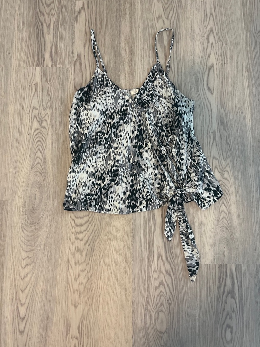 nine britton Black & White Animal Print Tie-Side Cami